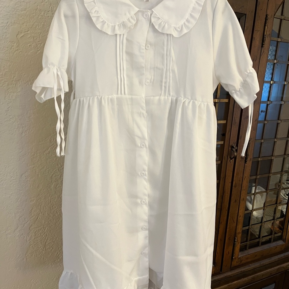 White Ruffle Peter Pan Collar Lolita Babydoll Dress